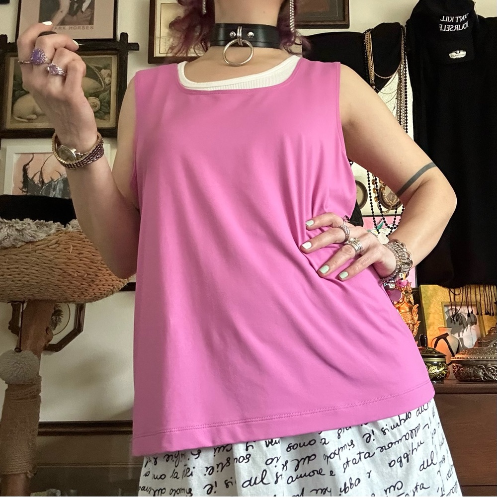vintage 90s pink ish nylon / spandex baggy tank / size 3